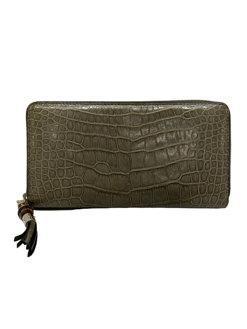 Gucci Wallet Bamboo Beige Zip Around Leather - Picture 1 of 7
